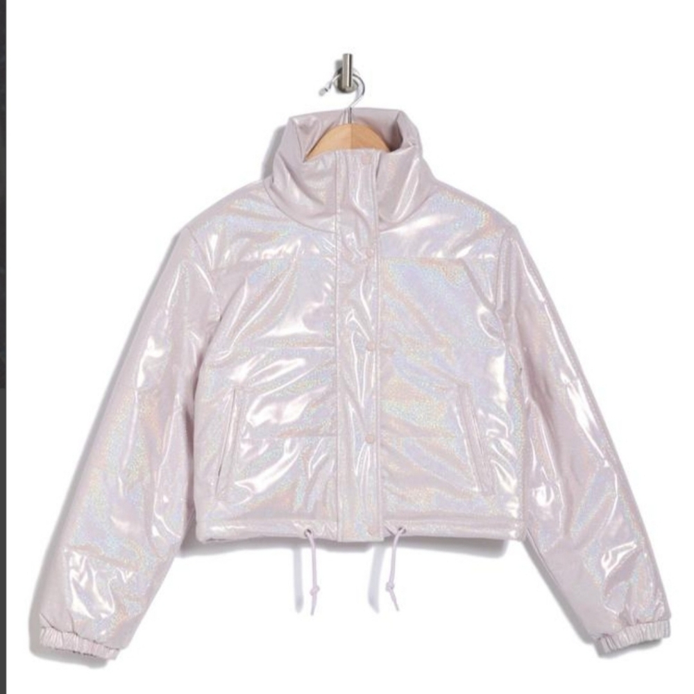 VIGOSS Shiny Puffer Jacket Shimmery Pink & Light Purple Hues Zip-up Womens M